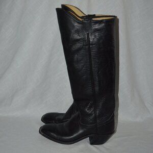 Sz 7 Honcho Boots El Paso lack Leather Western Cowboy Style Pull On Boots